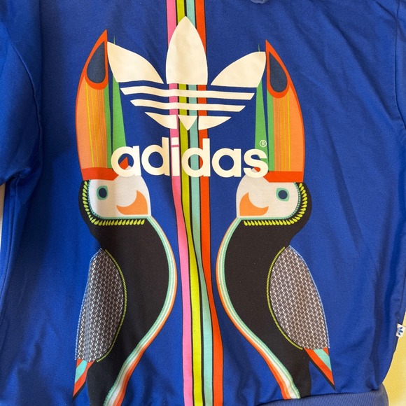 Adidas Originals Farm Rio Toucan Blue Graphic Sweatshirt Womens Large L - Picture 8 of 9